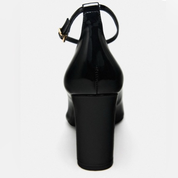 ZARA Patent Heels With Ankle Strap black color size 39 - Picture 6 of 16